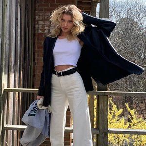 J Brand x Elsa Hosk High Rise Wide Leg Monday Jean in Workday White, Size 26